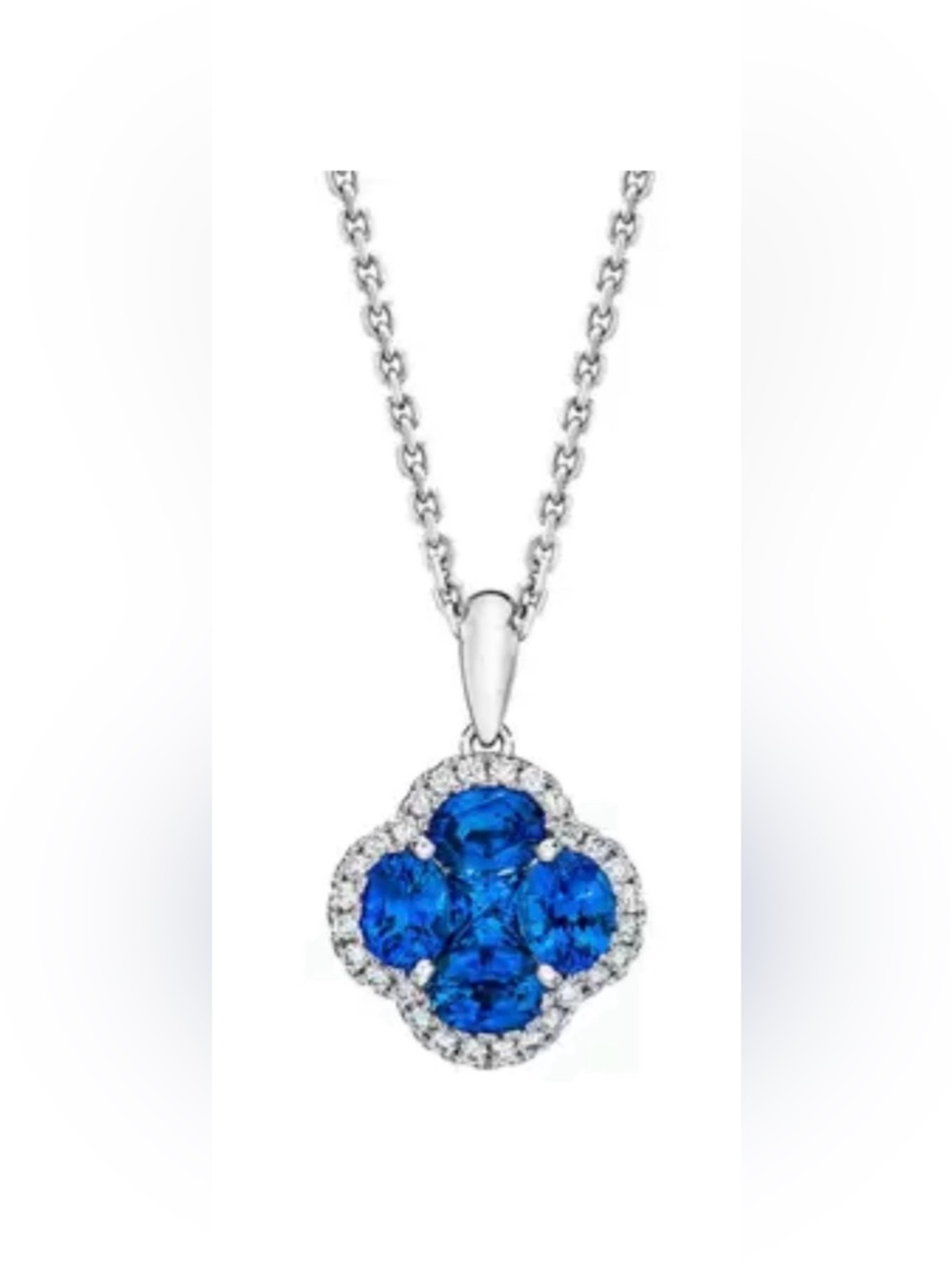 14k White Gold Sapphire & Diamond Pendant & Earrings Set